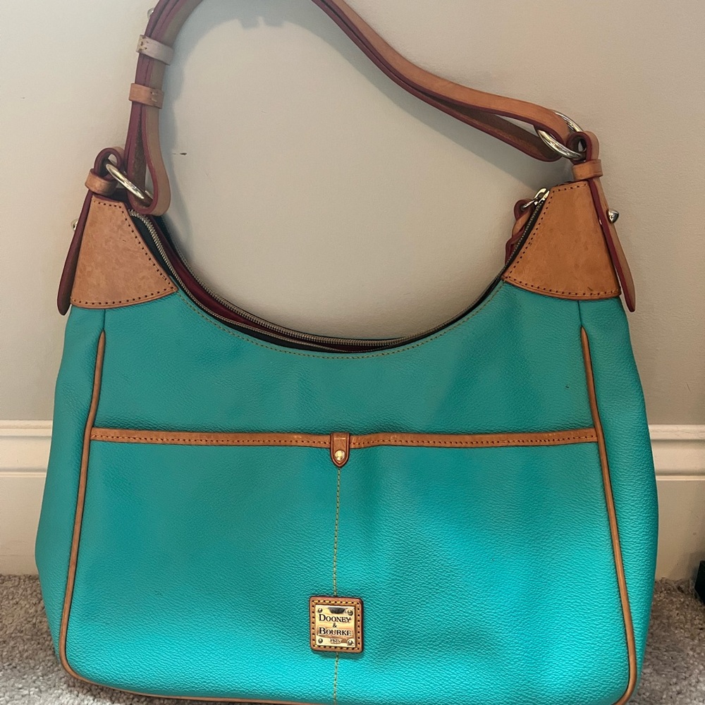 Dooney & Bourke aqua pebble leather large bag
